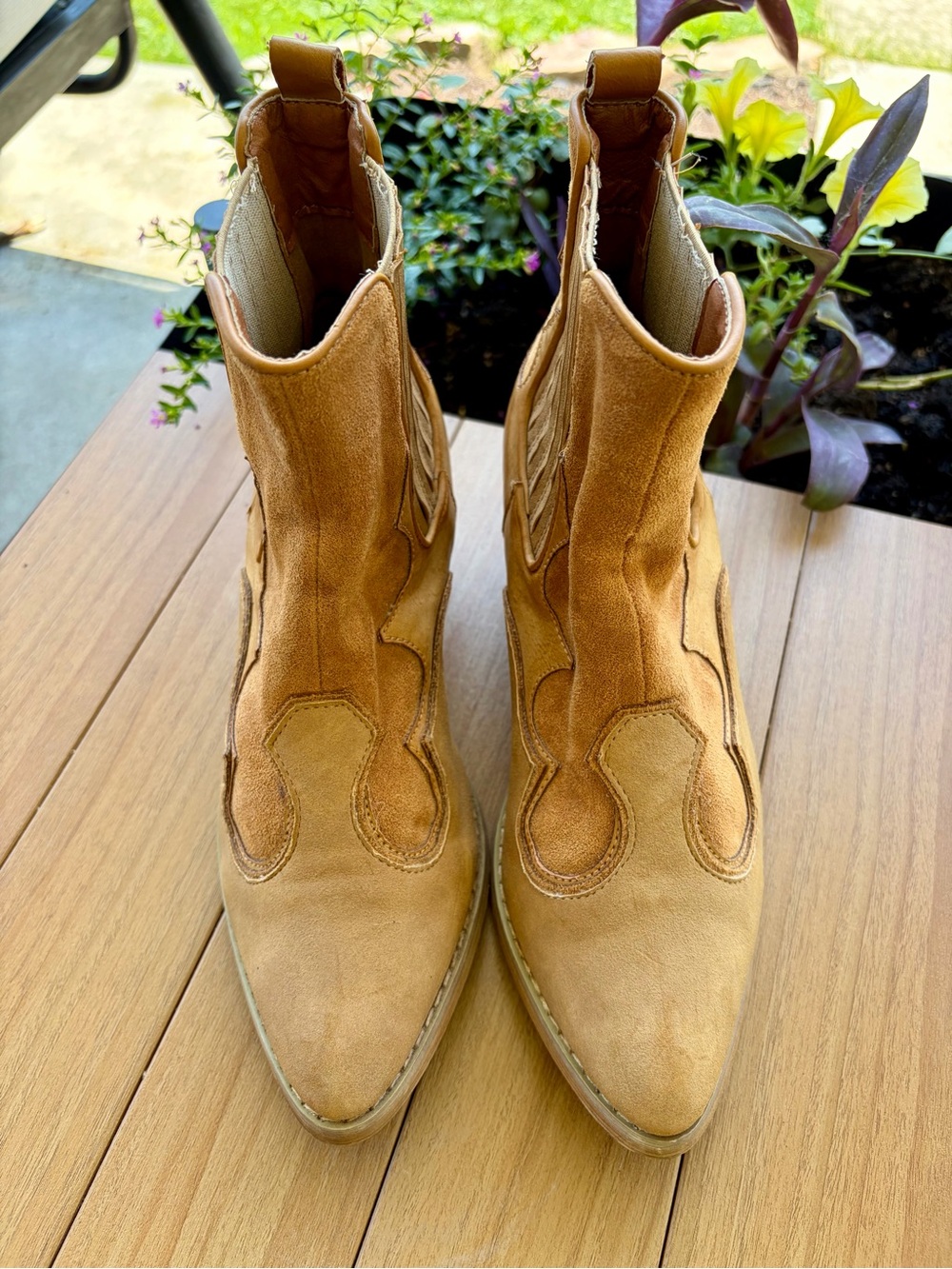 Mi.iM Tan Suede Western-Inspired Ankle Boots - Picture 2 of 6
